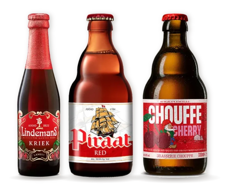 Lindemans Kriek, Piraat Red y Cherry Chouffe